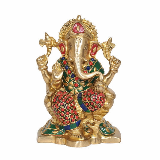 Brass Lord Ganesha Idol – Ganesh Vinayak Ganapati Bappa Religious Murti for Home Décor, Mandir, Pooja & Office Use (Height :7 Inches)