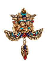 Pure Brass Kirtimukha Yali Wall Hanging with Ganesha & Intricate Stonework  (Height: 11 Inches)