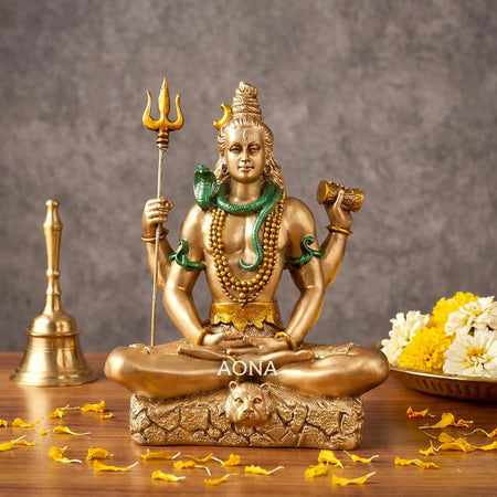 Resin Lord Shiva Idol in Blessing Pose – Bholenath Shiv Murti for Home, Mandir & Office Decoration (Height :8 Inches)