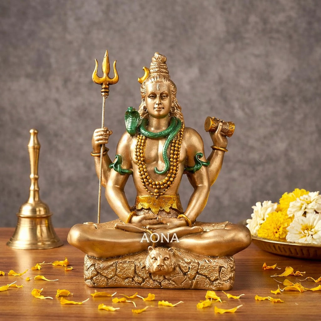 Resin Lord Shiva Idol in Blessing Pose – Bholenath Shiv Murti for Home, Mandir & Office Decoration (Height :8 Inches)