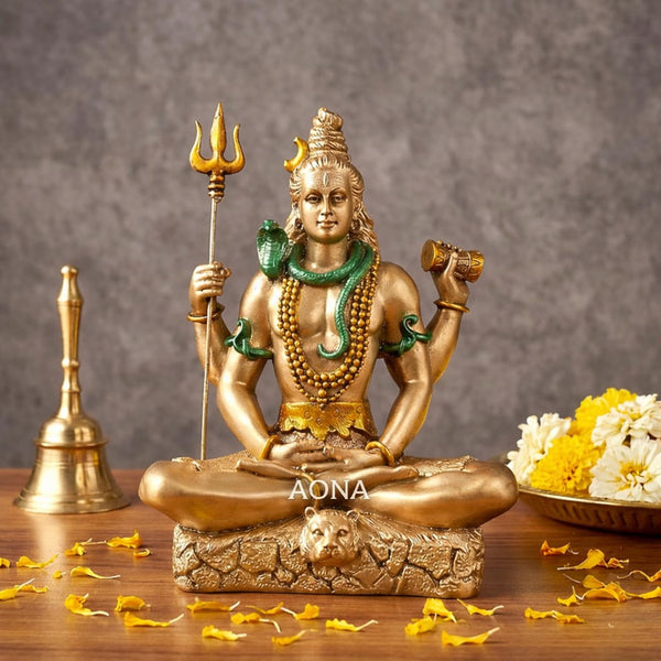 Resin Lord Shiva Idol in Blessing Pose – Bholenath Shiv Murti for Home, Mandir & Office Decoration (Height :8 Inches)