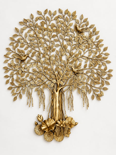 Majestic Brass Tree of Life Wall Art | Elegant Decorative Wall Hanging for Home & Office Décor (Height: 24 Inches)