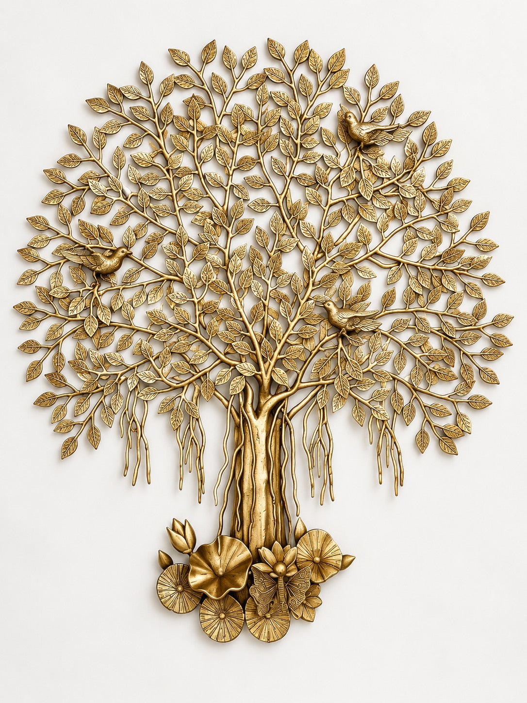 Majestic Brass Tree of Life Wall Art | Elegant Decorative Wall Hanging for Home & Office Décor (Height: 24 Inches)