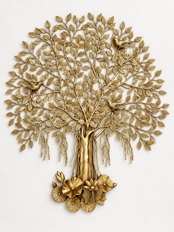 Majestic Brass Tree of Life Wall Art | Elegant Decorative Wall Hanging for Home & Office Décor (Height: 24 Inches)