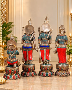 Brass Ram Darbar Set with Multicolour Finish | Superfine Handcrafted Idols (Height: 24 Inches)