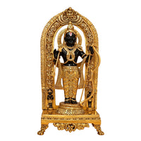 Black Finish Brass Ram Lalla Idol | Traditional Hindu God Statue for Home Temple & Décor (Height: 18 Inches)