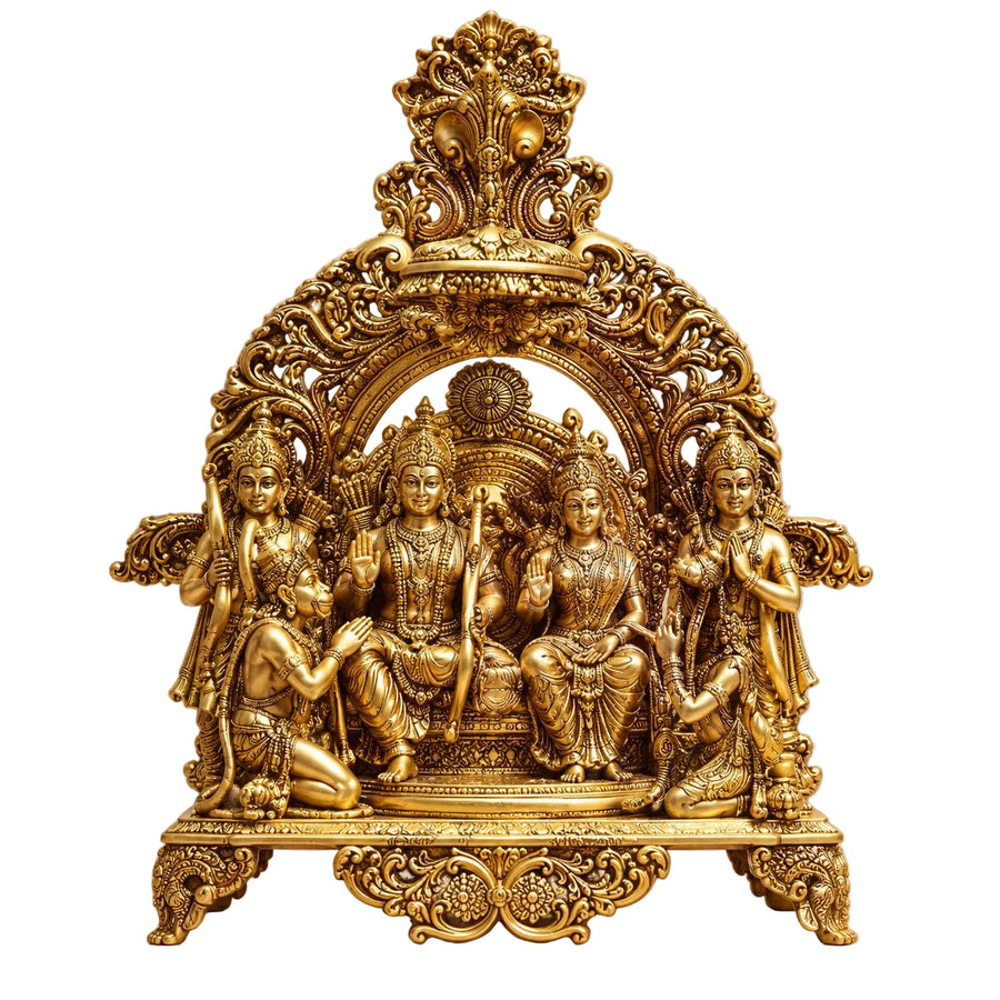 Large Brass Ram Darbar Murti | Traditional Handcrafted Brass Idol (Height: 23 Inches) Craft Detail