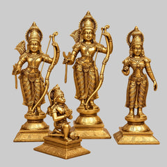 Brass Ram Darbar Statue | Pure Brass | Traditional Hindu Temple Idol | Pooja Room Décor (Height: 23 Inches)