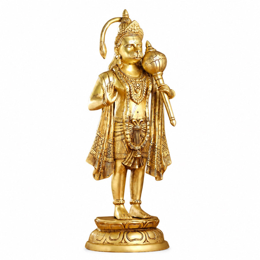 Brass Hanumanji Idol - Home Decor Murti for Pooja Room (Height:27 Inches) Craft Detail