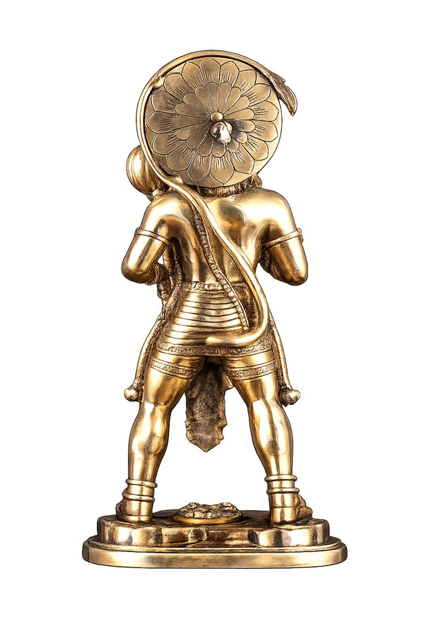 Brass Standing Hanuman Statue (Height:22 Inches) Study Setting