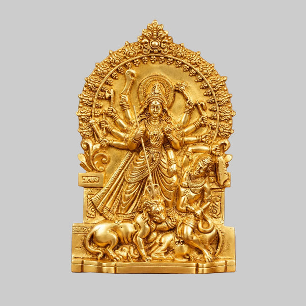 Pure Brass Goddess Durga Standing Statue – Traditional Religious Idol (Height: 10 Inches) Entryway Setting