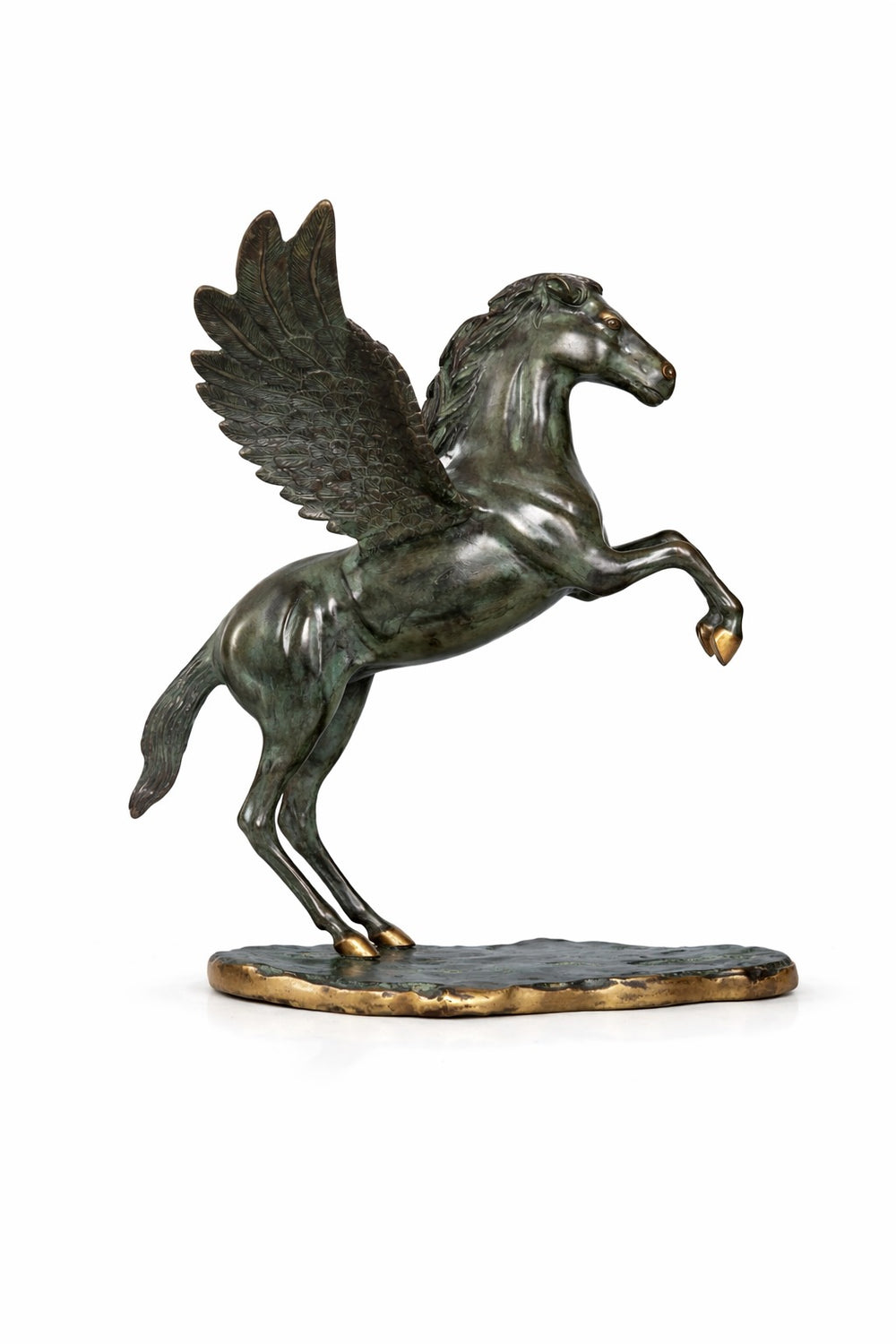 Brass Large Green Patine Pegasus flying Horse statue (Height :16.5 Inches)