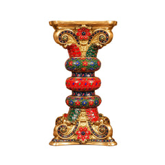 Brass Decorative Pedestal with Stonework – Ornate Display Stand for Idols & Décor (Height:21.5 Inches)