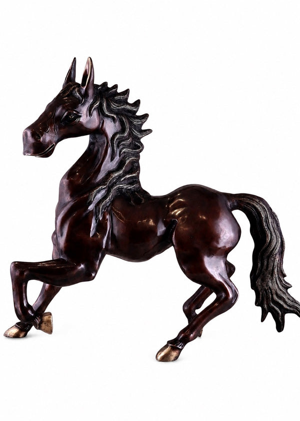 Brass Galloping Horse Statue with Antique Brown Finish (Height:27 Inches) Entryway Setting