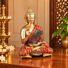 Brass Buddha Idol – Meditation & Spiritual Décor (Height:11 Inches)