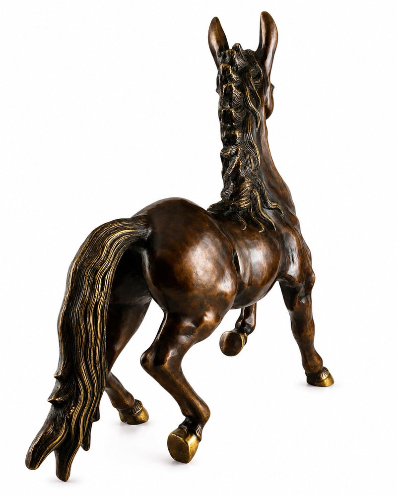 Brass Galloping Horse Statue with Antique Brown Finish (Height:27 Inches)