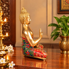 Brass Buddha Idol – Meditation & Spiritual Décor (Height:11 Inches)