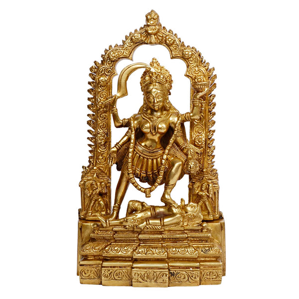 Brass Goddess Kali Idol (Kaali Maa / Kalka Maa) – Sacred Statue for Home Temple, Navratri & Festive Pooja | Ideal Spiritual Gift (Height:10.5 Inches) Study Setting