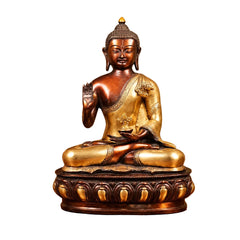 Handcrafted Brass Buddha Idol with Lotus Base – Elegant Spiritual Décor for Home & Temple (Height:13 Inches)