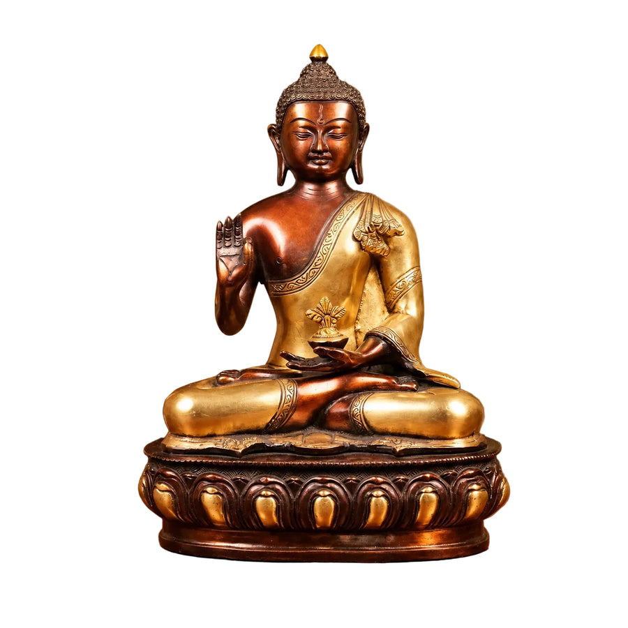 Handcrafted Brass Buddha Idol with Lotus Base – Elegant Spiritual Décor for Home & Temple (Height:13 Inches) Craft Detail