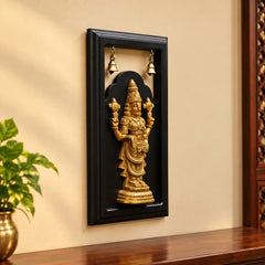 Tirupati Balaji Brass Wall Hanging with Bells and Frame (Height: 18 Inches)