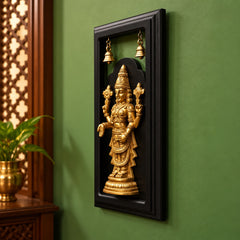 Tirupati Balaji Brass Wall Hanging with Bells and Frame (Height: 18 Inches)