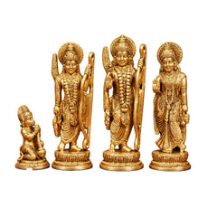 Brass ram darbar statue set of four gold-toned ram parivar idols on white