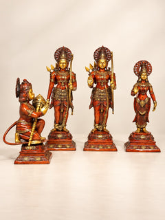 Large Shri Ram Darbar Brass Statue Set of Four | Exquisite Handcrafted Hindu Deity Sculptures for Temple, Home & Spiritual Decor (Height:40 Inches)