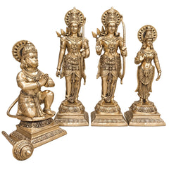 Brass Large Magnificent Lord Rama Darbar Idols Set | Handcrafted Hindu Deity Statues for Temple & Home Decor (Height:41 Inches)