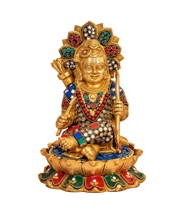 Brass Ram Lalla Sitting Idol | Traditional Hindu Deity Statue for Home & Temple Décor (Height: 9 Inches) Entryway Setting