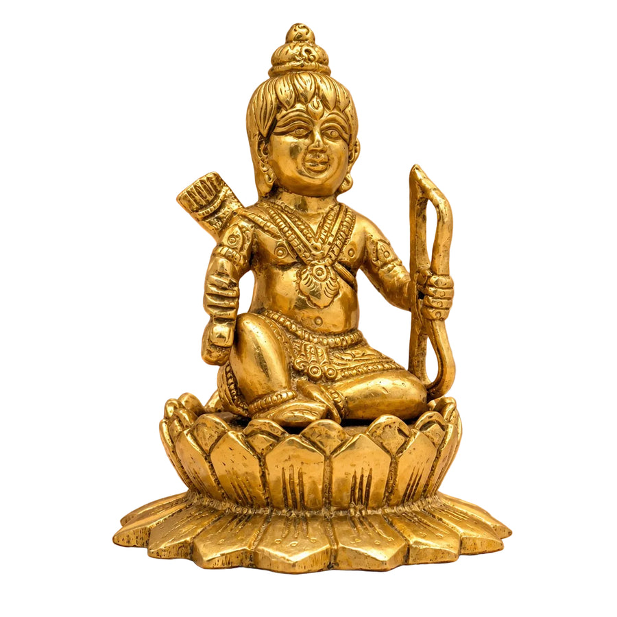 Brass Ram Lalla Idol | Pure Brass Artistic Spiritual Accent | Traditional Hindu Deity Statue (Height: 5.2 Inches) Craft Detail