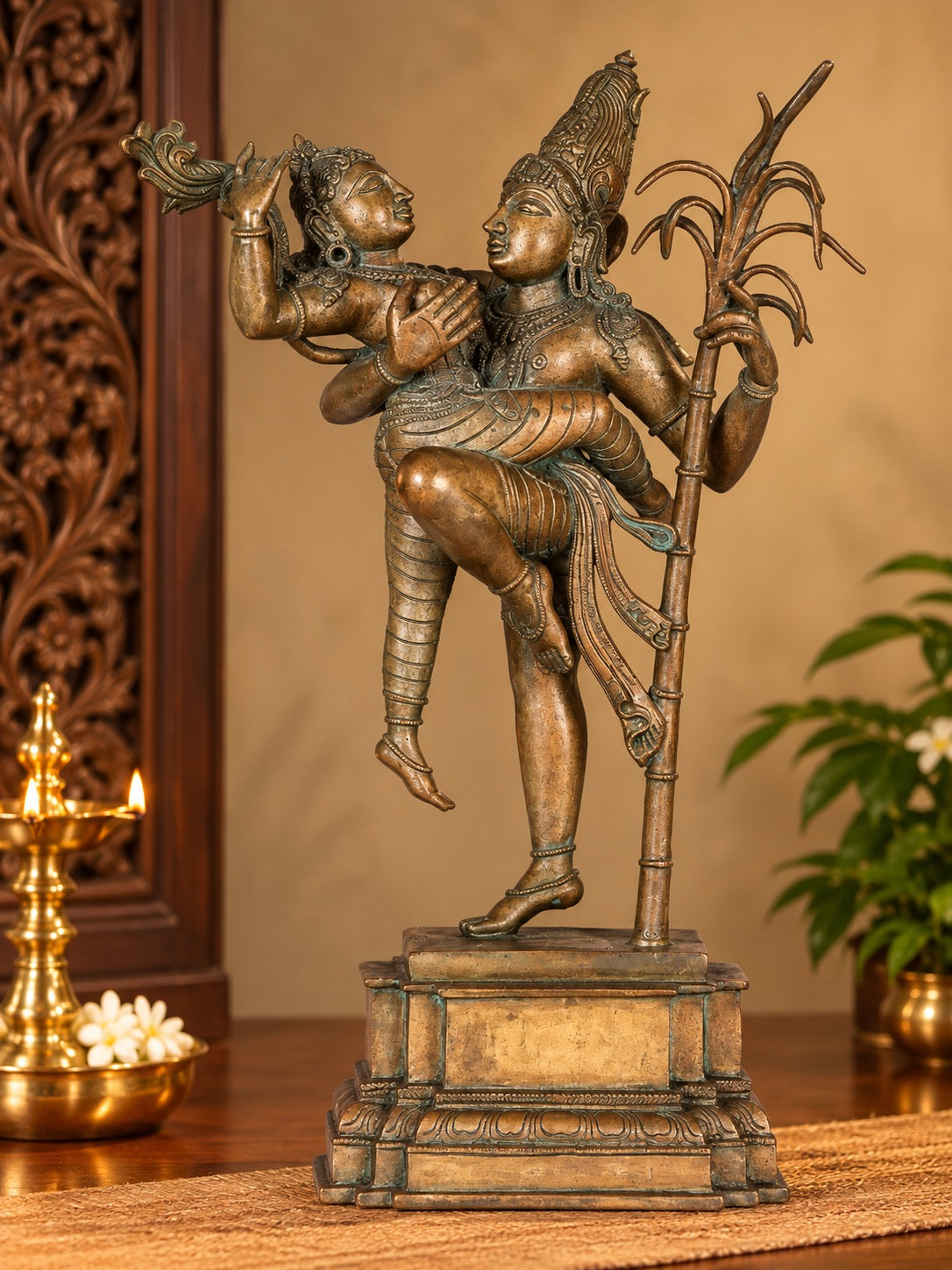 Handmade Bronze Panchaloha Statue of Devi Rati and Kamadeva | Traditional Lost-Wax Casting from Swamimalai (Height: 18 Inches)