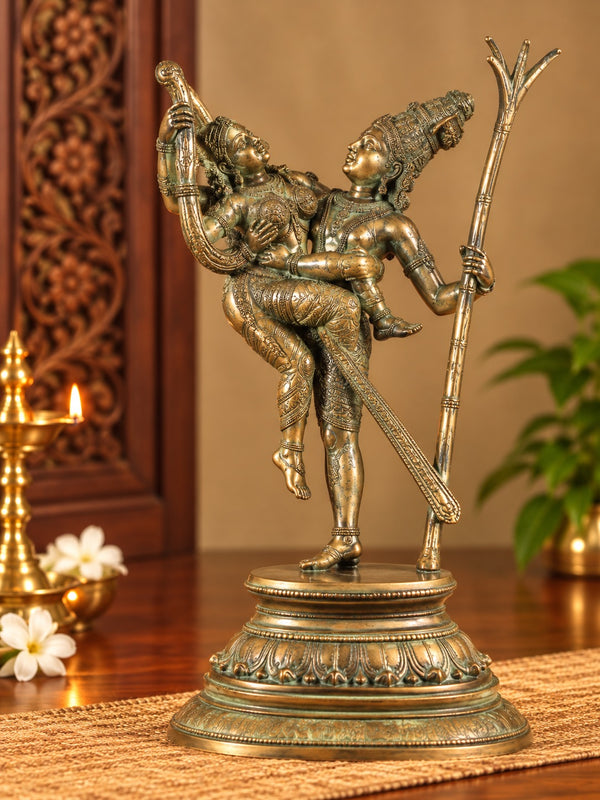 Handmade Bronze Rati and Kamadeva Statue | Hindu Gods of Love Sculpture for Home Decor (Height: 16 Inches) Study Setting