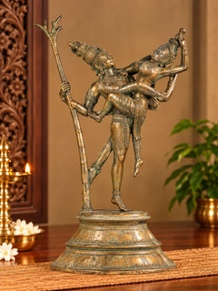 Handmade Bronze Rati and Kamadeva Statue | Hindu Gods of Love Sculpture for Home Decor (Height: 16 Inches)