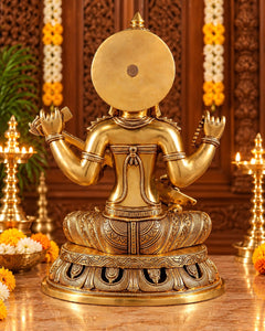 Pure Brass Superfine Goddess Saraswati Statue – Large Decorative Idol for Home Temple, Pooja Room & Office Décor (Height: 17.5 Inches)
