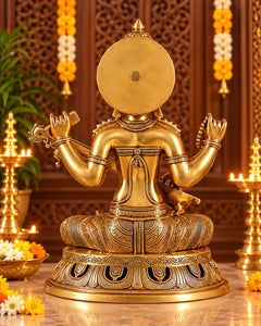 Pure Brass Superfine Goddess Saraswati Statue – Large Size Idol for Home Temple, Pooja Room & Spiritual Décor (Height: 17.5 Inches)