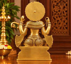 Superfine Brass Goddess Saraswati Statue with Intricate Traditional Carving (Height: 16.5 Inches)