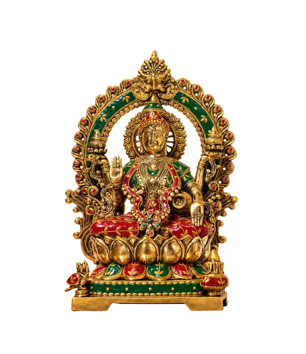 Large Brass Maa Gajalakshmi Statue – Goddess Lakshmi Murti for Home Temple, Mandir Décor & Housewarming Gift (Height: 16.5 Inches) Entryway Setting