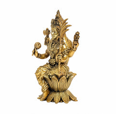 Superfine Brass Goddess Rajarajeshwari Statue Seated on Lotus – Tripura Sundari, Lalita Devi Murti, Traditional Hindu Sculpture for Home Temple & Spiritual Décor (Height: 6 Inches)