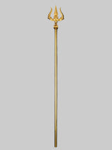 Brass trishul with three-tined top and long straight shaft