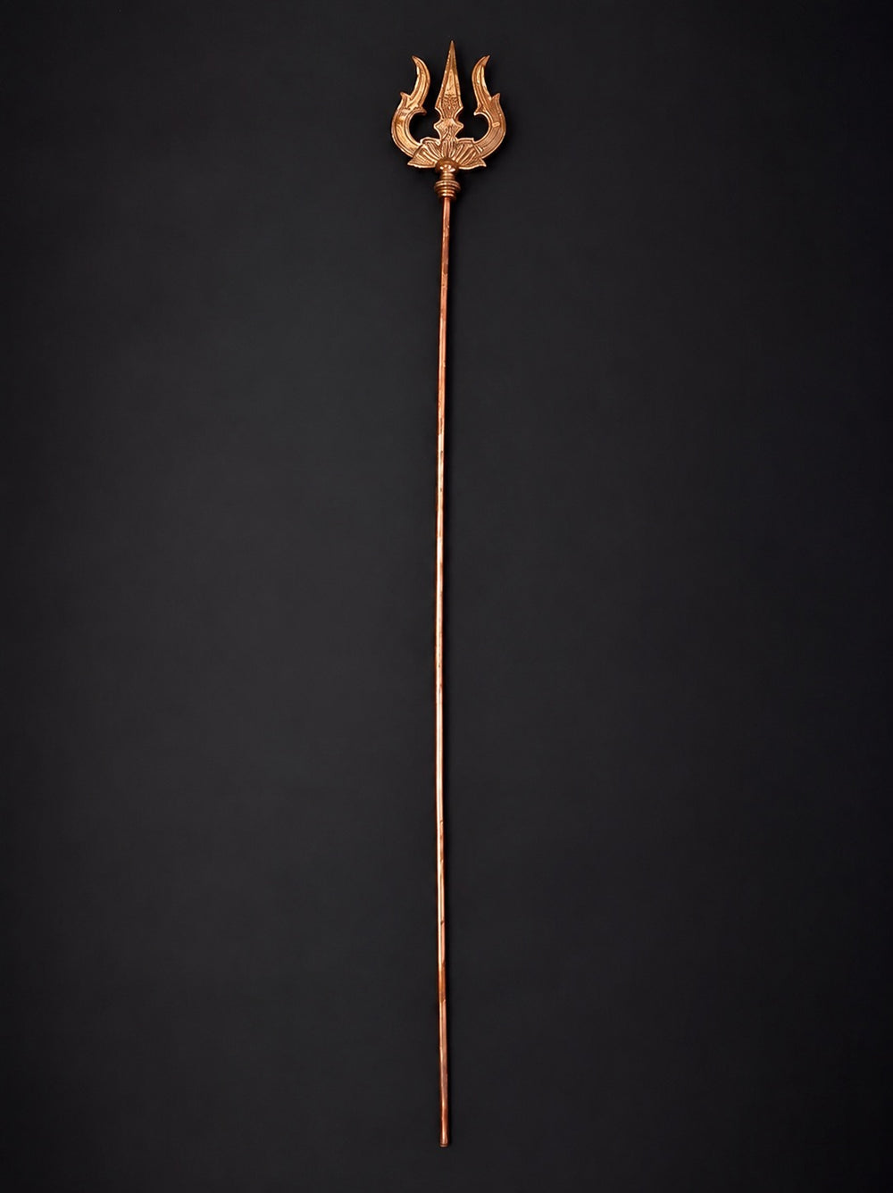 Large Copper Trishul of Lord Shiva (Height: 60 Inches)
