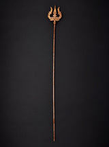 Large copper trishul staff with three-pronged tip and long shaft