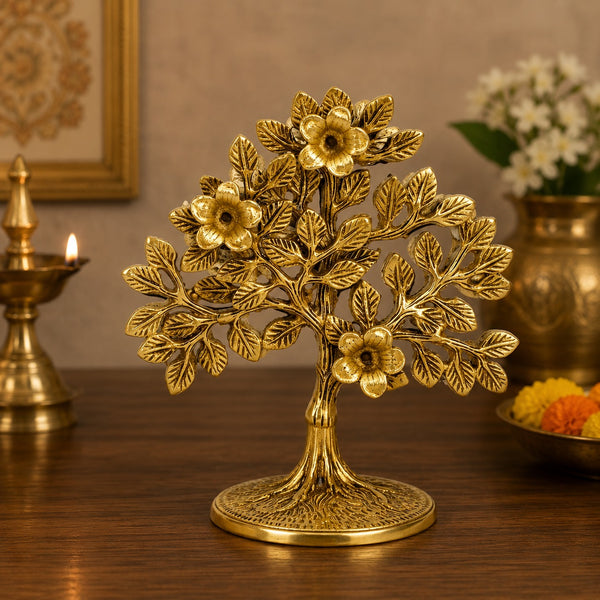 Brass Kalpavriksha Tree – Karpaga Viruksham Tree for Home Decoration, Positive Energy, Vastu & Housewarming Gift (Height: 6.5 Inches)