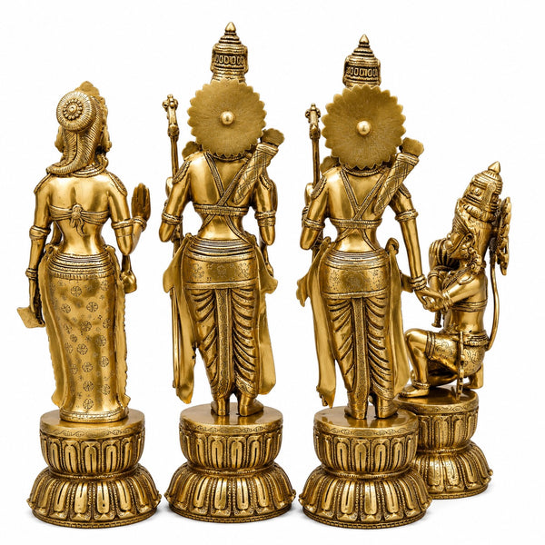 Brass Ram Darbar Fine Carved Statue with Golden Finish (Height: 23 Inches) Study Setting