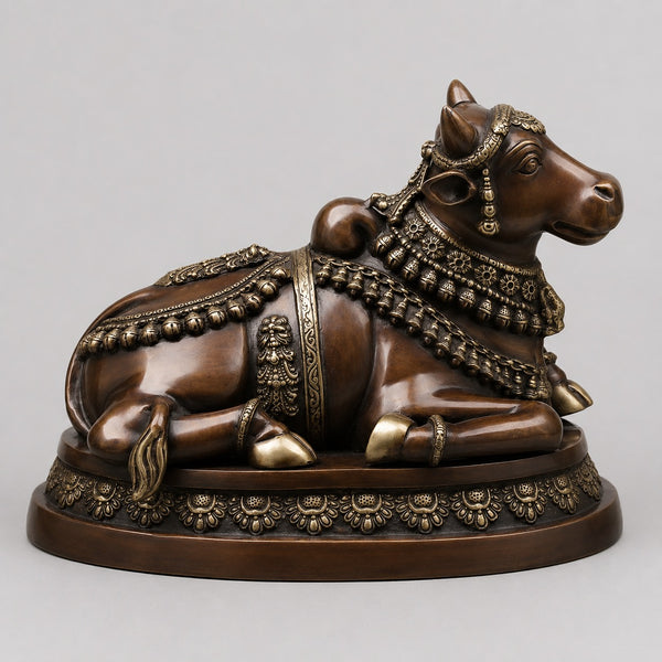 Traditional Brass Brown Vahana of Lord Shiva | Handmade in India (Height: 17 Inches)