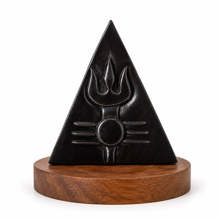 Sacred Karungali Shivling with Trishul Symbol – Ebony Wood