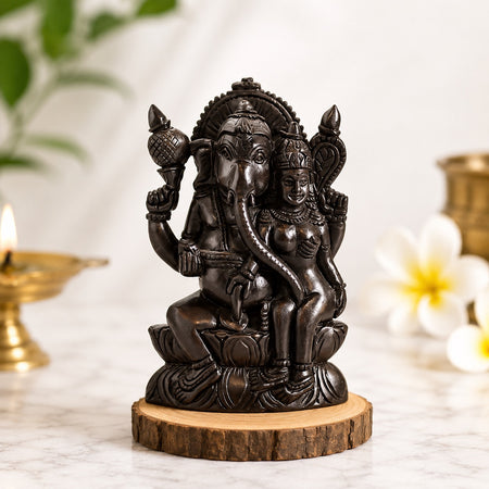 Authentic Karungali Ucchista Ganapati Statue for Home Temple