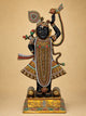 Majestic Brass Shrinath Ji Idol with Elegant Inlay Art (Height: 32 Inches)