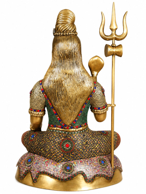 Superfine Brass Lord Shiva Statue for Home & Temple Décor (Height: 35 Inches) Study Setting