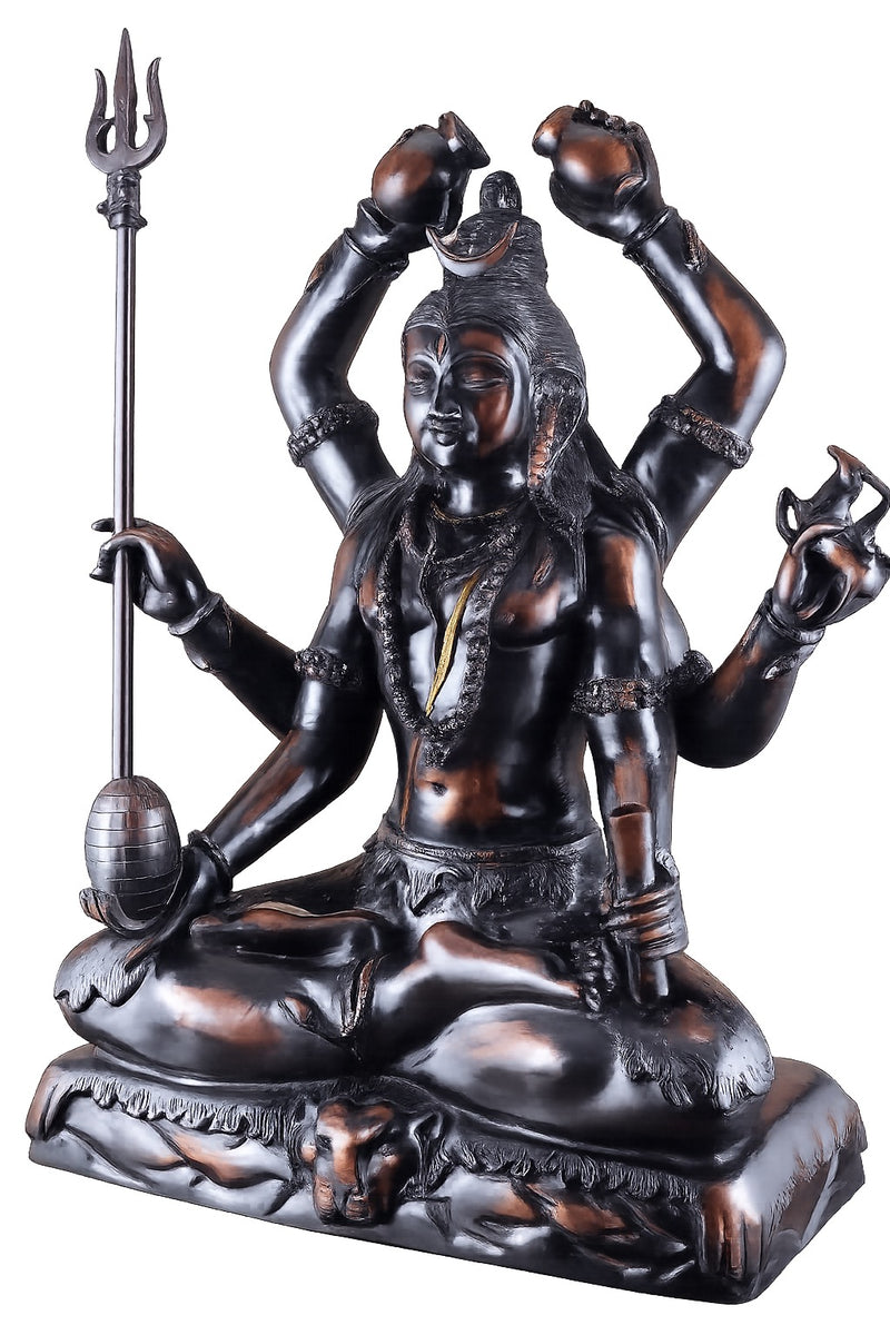 Superfine Brass Six-Armed Lord Shiva Statue (Height: 30 Inches)